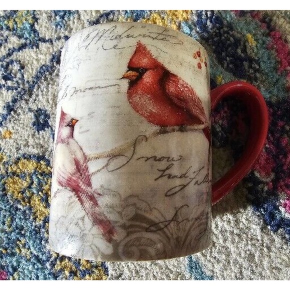 Coffee Cup 2013 Cardinal Pair By Susan Winget colorful print The Lang Companies - Picture 1 of 6